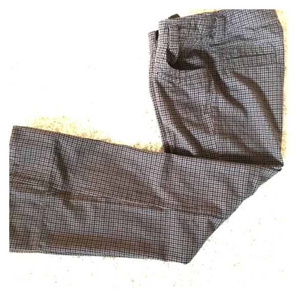 H&M Fine Plaid Straight Mid-Rise Grey Pants - Sz 6 - Picture 2 of 7